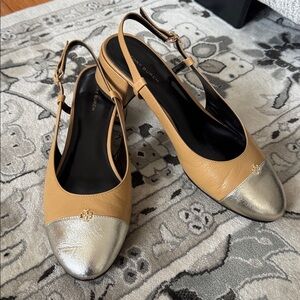 Authentic TORY BURCH Cap-toe Slingback Pumps, Size 8.5